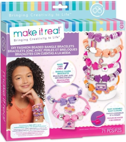Creative kit for making plastic bracelets with charms for kids