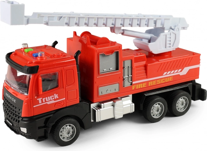 Hõõrdemootoriga tuletõrjeauto valguse ja heliga 25 cm