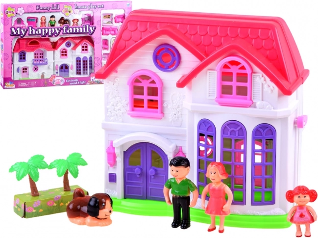 Foldable family dollhouse with furniture and figurines