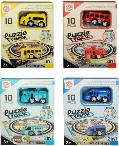 Wind-up toy car with puzzle track