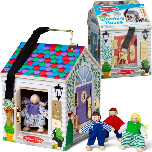 Puidust uksekelladega majake MELISSA & DOUG Doorbell House