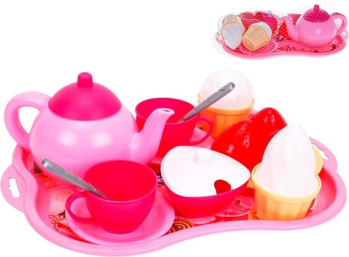 Children's tea set with tray and desserts, 15 pieces