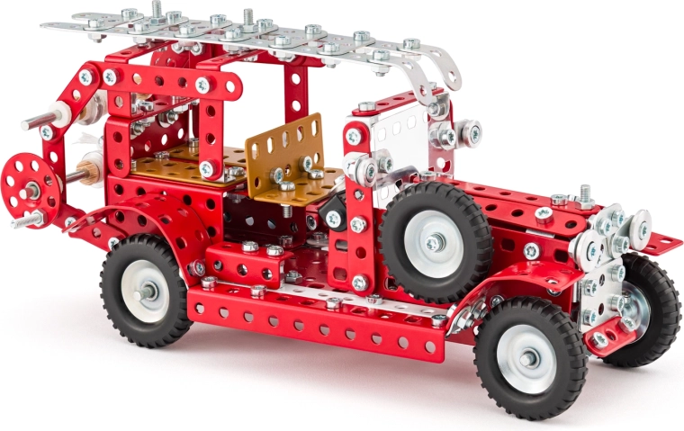 Merkur retro firefighters – fire truck building set (490 pieces)