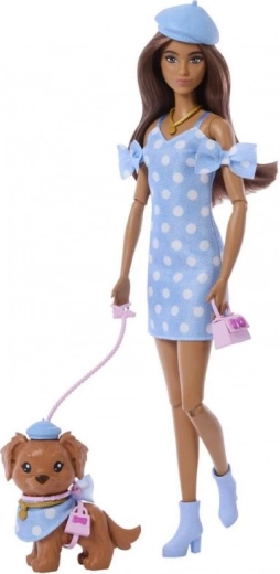 Barbie double outfit – polka dots doll with puppy and accessories