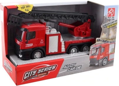 Metal fire truck with extendable ladder 15 cm