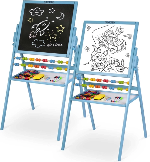 Dual drawing surface: chalkboard and magnetic whiteboard