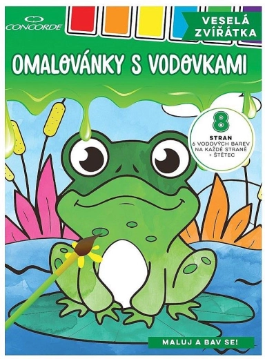 Värviraamat akvarellvärvidega CONCORDE Rõõmsad loomakesed A4