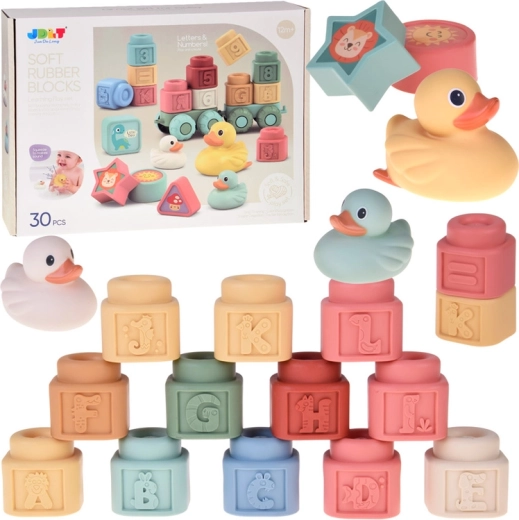 Pehmed pastelsed silikoonist klotsid pardikestega, komplekt 30 tk