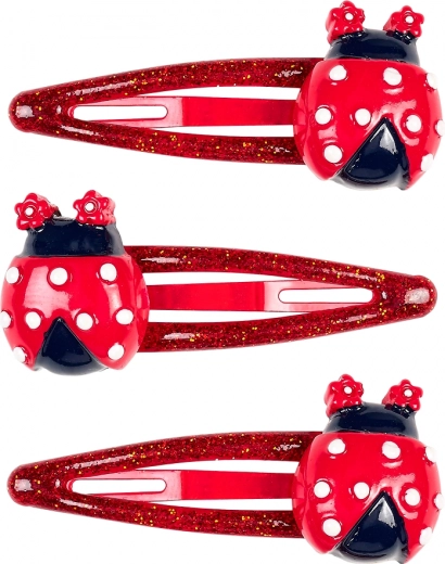 Hair Clips with Ladybug for Kids - 3 pcs