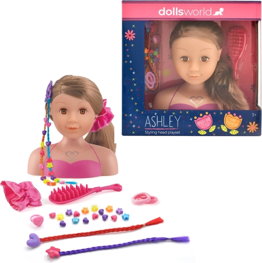 Dolls World kammimispea Ashley brünett 21 cm