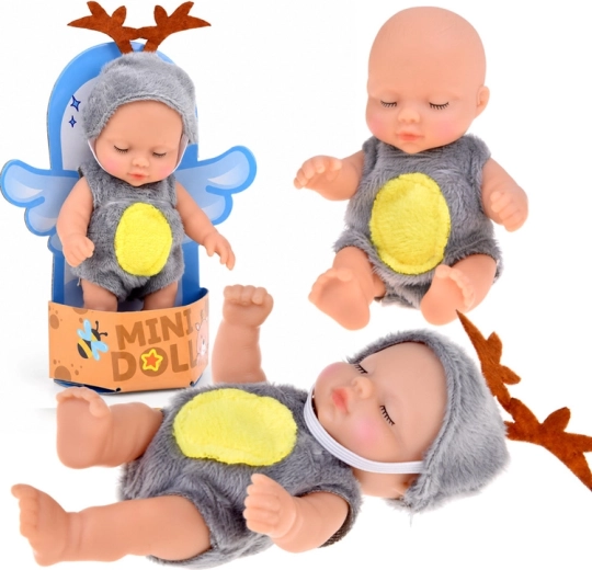 Mini beebinukk põhjapõdra kostüümis 11 cm