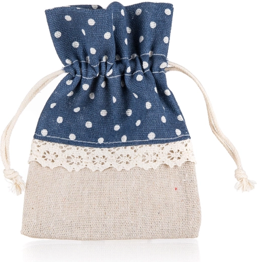 Decorative cotton drawstring bag with polka dots 10 × 13 cm