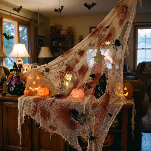 Halloweeni punavalge tekstiildekoratsioon 91 x 76 cm