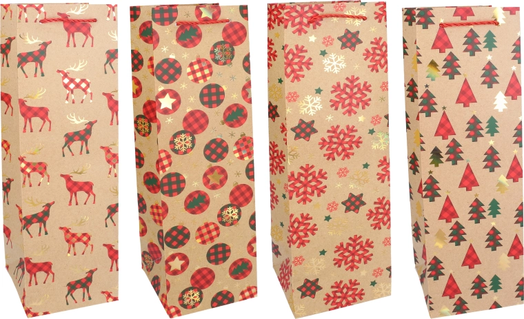 Jõulune kinkekott pudelile M 11 × 38 × 11 cm - 1 tk