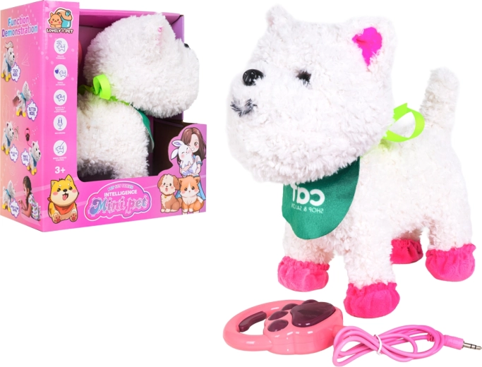 Interactive white walking dog with recording and repeat function - 1 piece