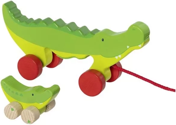 Goki pull-along crocodile with baby
