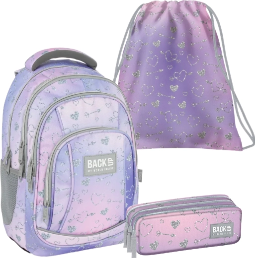 Koolikomplekt BackUP Twinkle 3in1 (seljakott, pinal, sussikott)