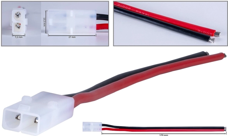 Tamiya pistik silikoonkaabliga 2,5 mm², 17 cm