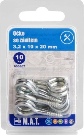Closed eye with thread 20 × 10 × 3.2 mm, galvanized (10 pcs)