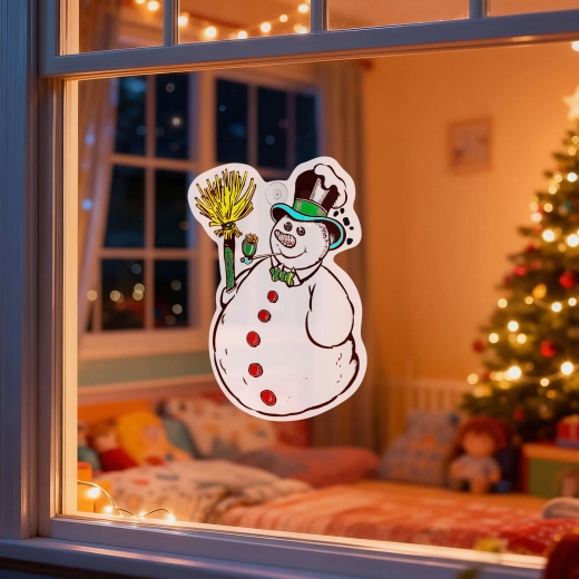 Christmas Snowman Window Decoration with Suction Cup 30 × 29 cm
