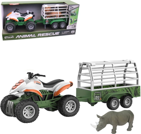 Animal Rescue play set – friction-powered quad bike with trailer, light and sound