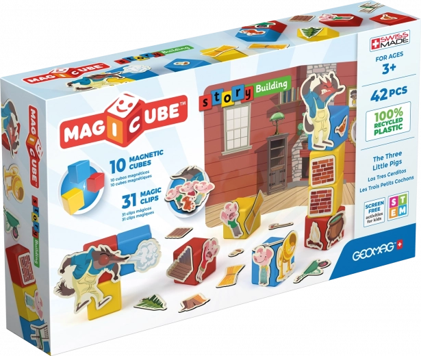 Geomag Magicube Kolm väikest põrsakest – magnetkuubikud ja klambrid