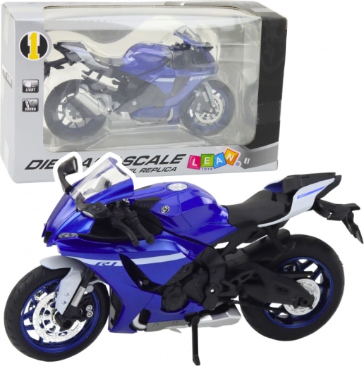 Metallic sports motorcycle blue R1 1:12