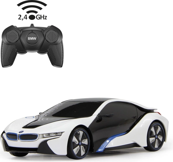 Remote-controlled BMW i8 car, 1:24 scale, white