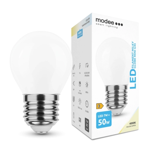 LED-filamentpirn Modee Milky Globe Mini E27 7 W neutraalvalge