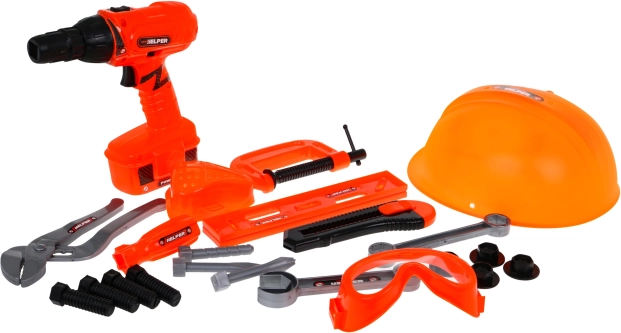 Kids' Little Mechanic Set 3+ with Cordless Drill Driver and Tools, 22 Pieces