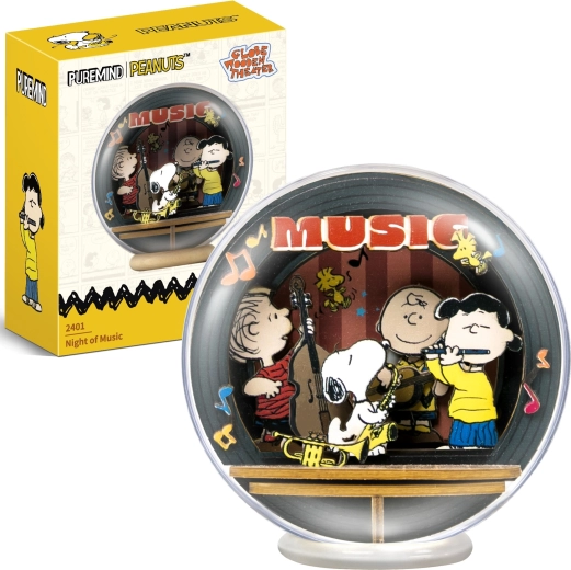 Puremind wooden 3D model SNOOPY PEANUTS in a sphere – night concert DIY puzzle