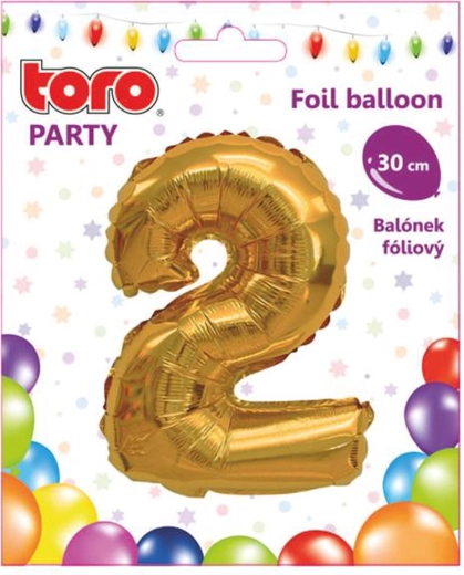 Foil Balloon Number 2, 30 cm, Gold TORO
