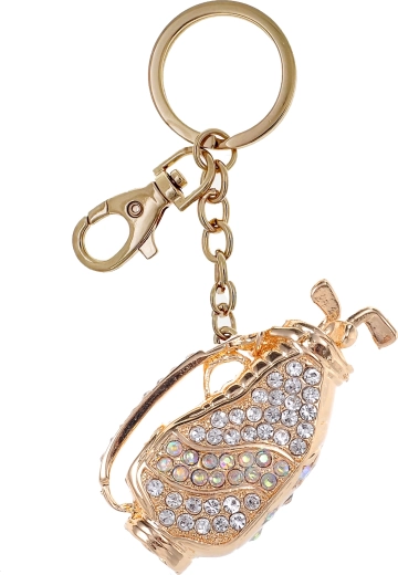 Gold golf club-shaped keychain