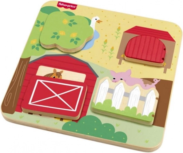 Fisher-Price puidust peitusemäng loomadega