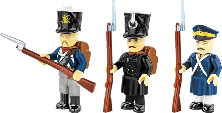 Kolm autentset Preisimaa jalaväe figuuri