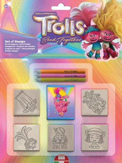 Trolls-i templite komplekt – 5 templit ja 3 viltpliiatsit