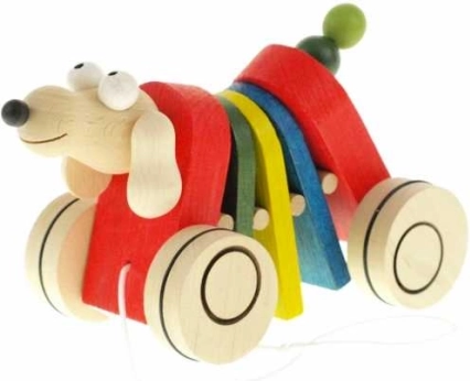 Wooden Pull-Along Toy Dog Clapper