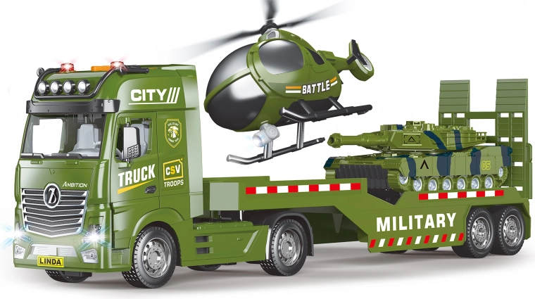 Sõjaväeautoveduk helikopteri ja efektidega 55 cm