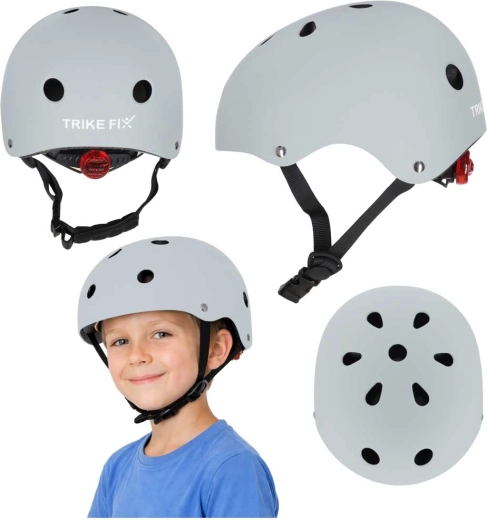 Kids’ bicycle helmet with LED, adjustable, size M (55–58 cm), dark gray