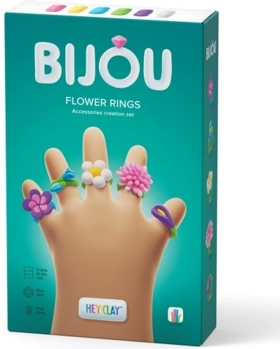 Hey Clay plastiliinist lillemustrilised Bijou sõrmused