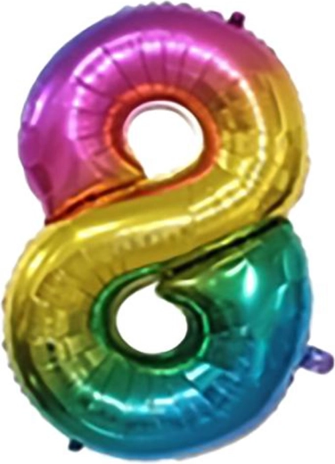 Foil balloon number 8 rainbow 30 cm TORO