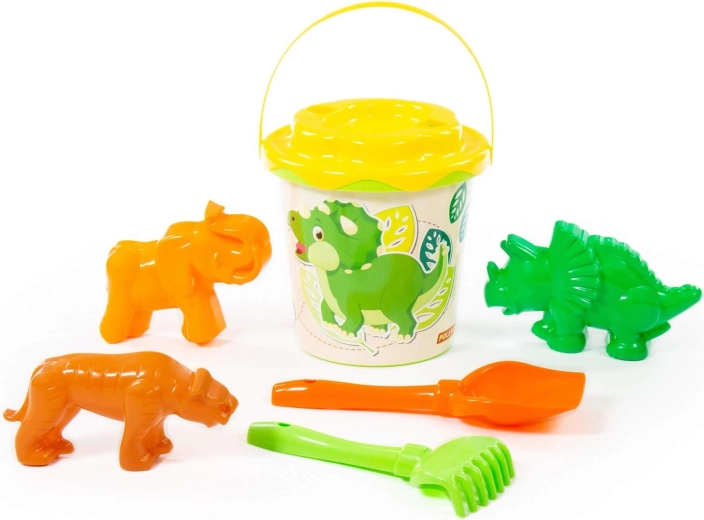 Children’s Dino sand set – bucket, shovel, rake and sand molds