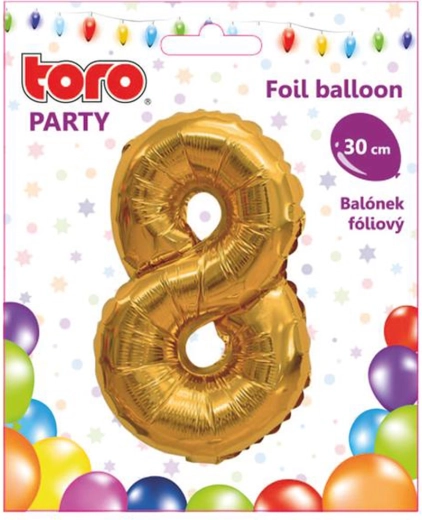 Foil balloon number 8, 30 cm, gold TORO