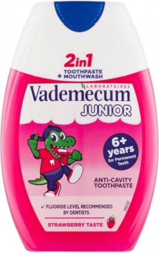 Vademecum Junior 2-in-1 strawberry kids’ toothpaste and mouthwash 75 ml