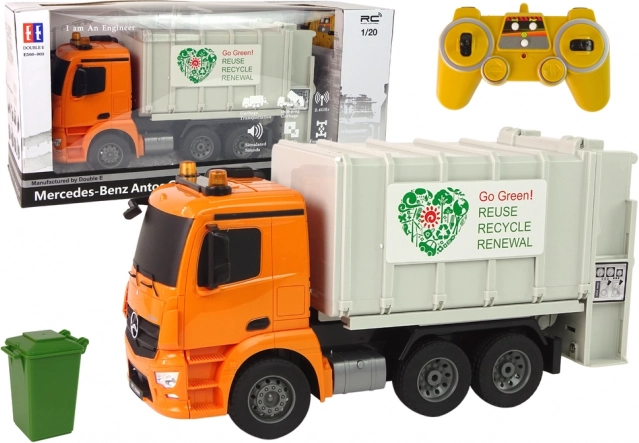 RC prügiveoauto MERCEDES-BENZ ANTOS oranž konteineriga