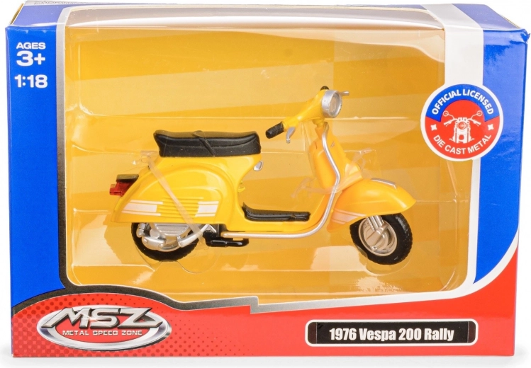 Metallist mudelroller Vespa 200 Rally 1976 1:18 kollane