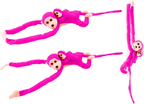 Plush Monkey with Baby Dark Pink with Sound
