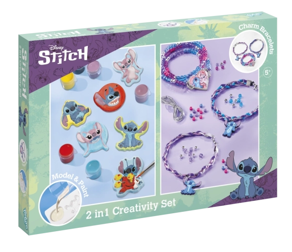Loominguline komplekt 2-in-1 DISNEY STITCH – käevõrude valmistamine ja kipsfiguuride maalimine