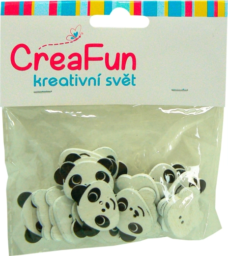 Wooden panda buttons, mixed colors, 20 pcs (23 × 20 mm)