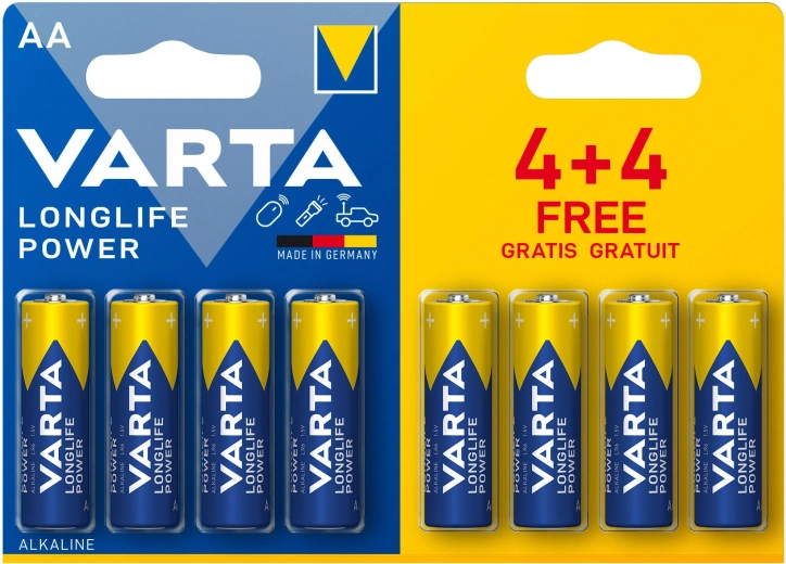 Aluselised patareid AA Longlife Power Varta 8 tk